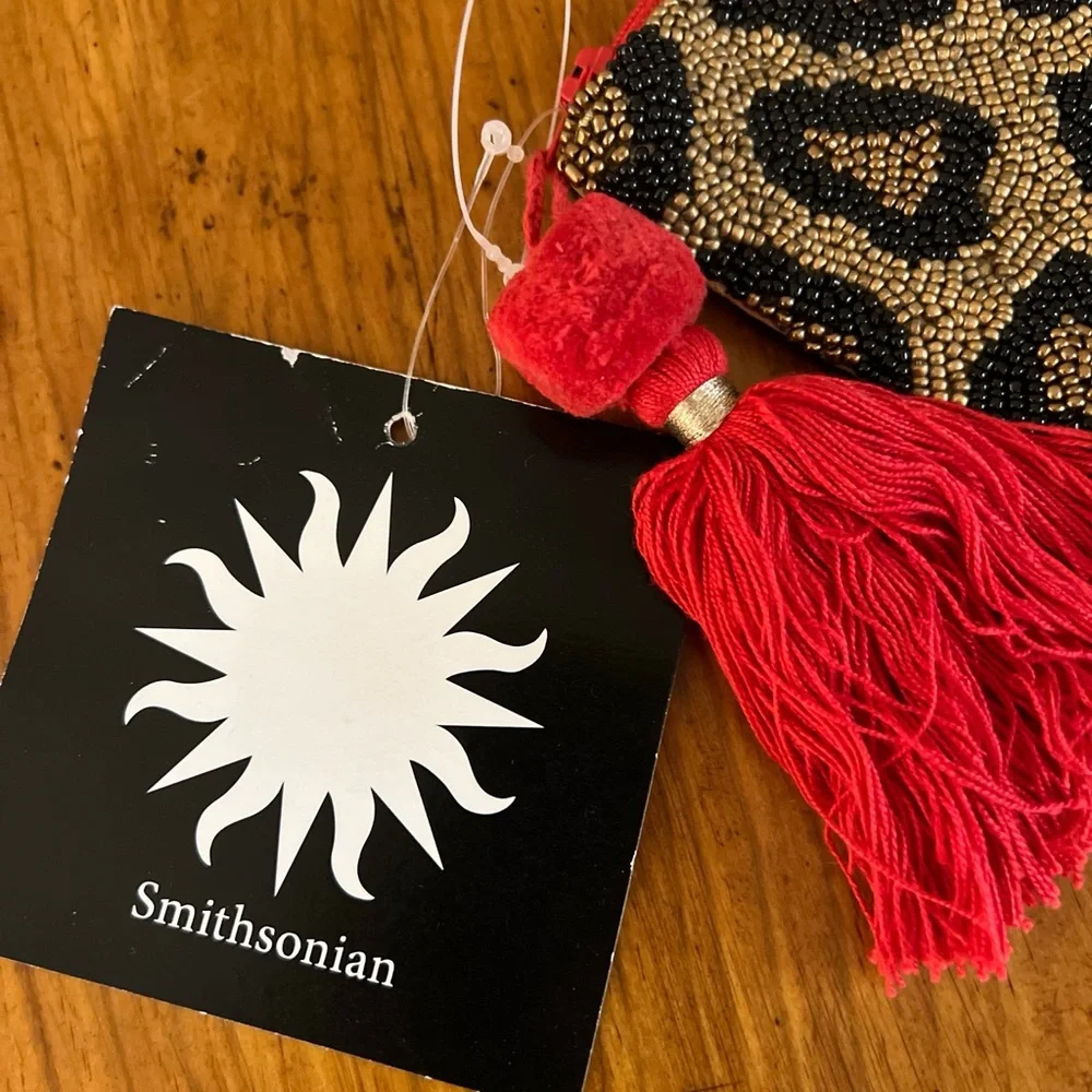 Smithsonian Animal Print Save A Species Beaded Bag NWT